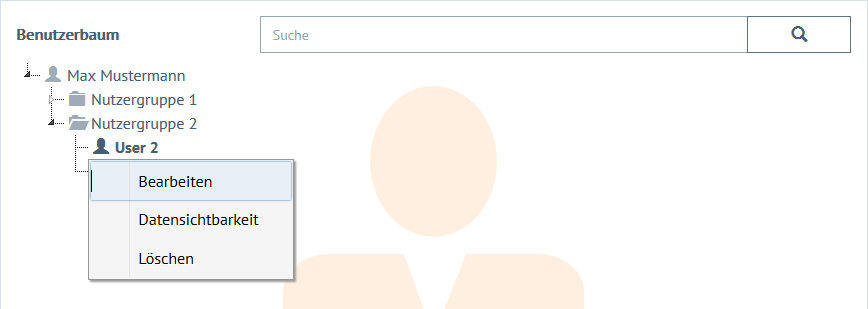 Aufruf der Bearbeiten-Funktion eines Benutzerkontos über das Kontextmenü (Schritt 2)